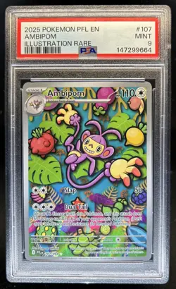 2025 Pokemon Phantasmal Flames Ambipom Illustration Rare #107/094 PSA 9 - Image 1