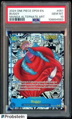 2024 One Piece OP09 EN Manga Alternate Art #051 Buggy PSA 10 GEM MINT - Image 1