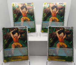 Portgas D. Ace Playset OP05-004 x4 - PRB02 Pirate Foil Reprint - One Piece TCG - Image 1
