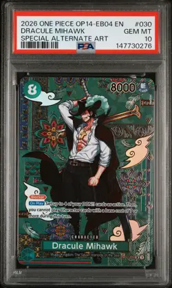 2026 ONE PIECE OP14-EB04-THE AZURE SEA'S SEVEN #030 DRACULE MIHAWK PSA 10 - Image 1