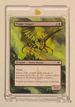 PLAGUE STINGER (SOM) MTG Magic Hand Painted Altered Extended Art *INFECT* - Image 1