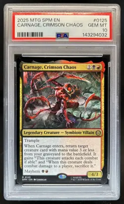 2025 Magic MTG Marvel's Spider-Man Carnage Crimson Chaos Foil Rare #0125 PSA 10 - Image 1