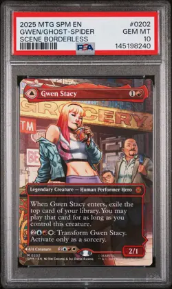 2025 MTG MARVEL'S SPIDER-MAN SCENE BORDERLESS GHOST-SPIDER/GWEN STACY PSA 10 - Image 1