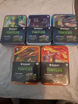 Magic The Gathering Teenage Mutant Ninja Turtles 3-Play Booster Tin Lot of 5 - Image 1