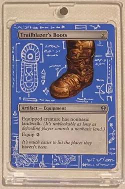 TRAILBLAZER’S BOOTS (ZEN) MTG Magic BLUEPRINT Hand Painted Altered Extended Art - Image 1