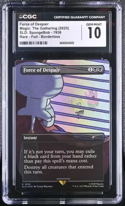 Force of Despair 1936 Foil Borderless Secret Lair SpongeBob MTG CGC Gem Mint 10 - Image 1