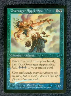 OVEREAGER APPRENTICE foil common Odyssey Magic the Gathering Unplayed NM - Image 1