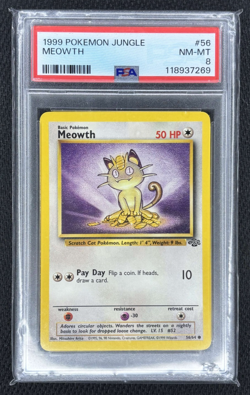 Meowth 1999 Pokemon Jungle 56/64 Pokemon TCG - PSA Grade 8 NM-MT - Image 1