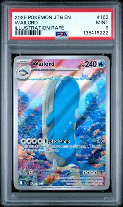 2025 POKEMON JTG EN-JOURNEY TOGETHER ILLUSTRATION RARE #162 WAILORD PSA 9 - Image 1