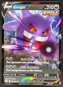 2021 Pokemon Sword & Shield Fusion Strike Gengar V #156/264 BC - Image 1