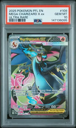 2025 POKEMON PFL EN-PHANTASMAL FLAMES ULTRA RARE #109 MEGA CHARIZARD X EX PSA 10 - Image 1