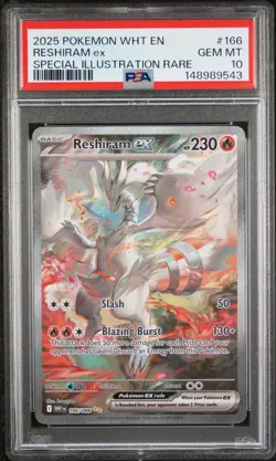2025 POKEMON WHT EN-WHITE FLARE SPECIAL ILLUSTRATION RARE RESHIRAM EX PSA 10 - Image 1