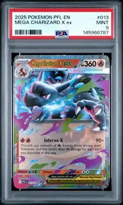 2025 POKEMON PFL EN-PHANTASMAL FLAMES #013 MEGA CHARIZARD X EX PSA 9 - Image 1