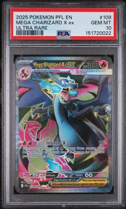 2025 POKEMON PFL EN-PHANTASMAL FLAMES ULTRA RARE #109 MEGA CHARIZARD X EX PSA 10 - Image 1