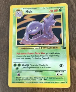 Pokemon Muk Fossil 13/62 Holo 1999-2000 Wizards Base Set Holo Rare NM - Image 3