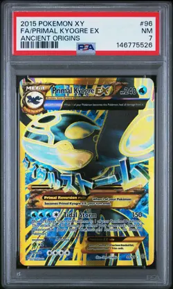 2015 POKEMON XY ANCIENT ORIGINS #96 FULL ART/PRIMAL KYOGRE EX PSA 7 - Image 1