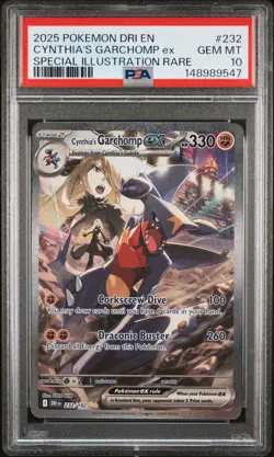 2025 POKEMON DRI SPECIAL ILLUSTRATION RARE #232 CYNTHIA'S GARCHOMP EX PSA 10 - Image 1