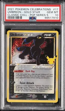 2021 POKEMON CELEBRATIONS CLASSIC COLLECTION #17 UMBREON-GOLD STAR PSA 10 - Image 1