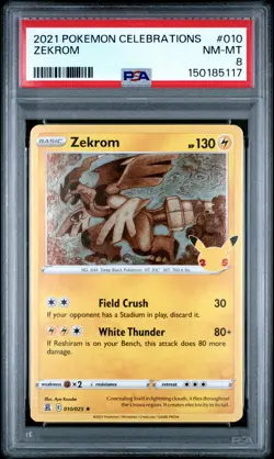 2021 POKEMON CELEBRATIONS #010 ZEKROM PSA 8 - Image 1