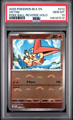 2025 POKEMON BLK EN-BLACK BOLT POKE BALL REVERSE HOLO #012 VICTINI PSA 10 - Image 1