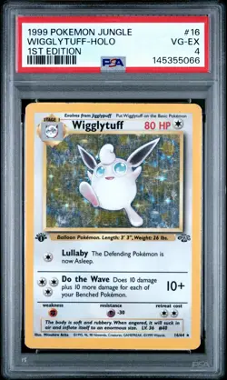 1999 POKEMON JUNGLE 1ST EDITION #16 WIGGLYTUFF-HOLO PSA 4 - Image 1