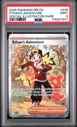 2025 POKEMON DESTINED RIVALS SPECIAL ILLUSTRATION RARE ETHAN'S ADVENTURE PSA 9 - Image 1