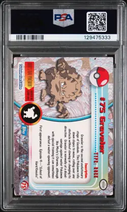 1999 TOPPS POKEMON TV #75 GRAVELER PSA 3 - Image 2