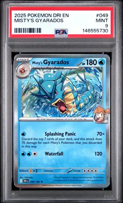 2025 POKEMON DRI EN-DESTINED RIVALS #049 MISTY'S GYARADOS PSA 9 - Image 1