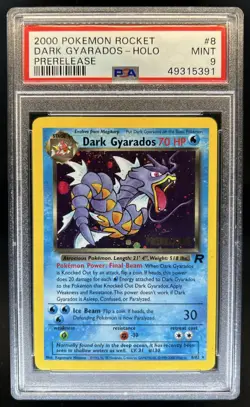 2000 Pokemon Rocket Prerelease Dark Gyarados Holo #8/82 PSA 9 - Image 1