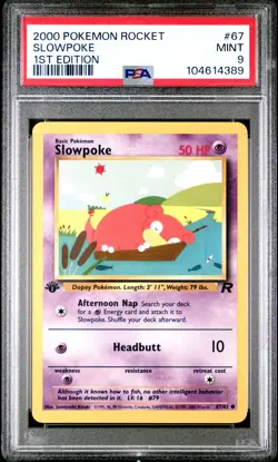2000 POKEMON ROCKET 1ST EDITION #67 SLOWPOKE PSA 9 - Image 1