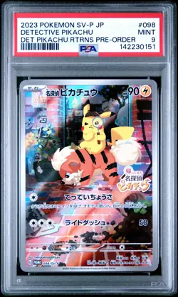 2023 POKEMON JAPANESE SV-P PROMO #098 DETECTIVE PIKACHU PSA 9 - Image 1