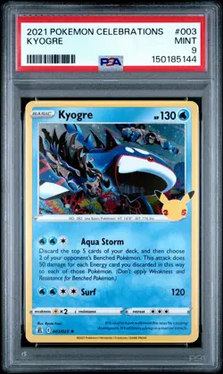 2021 POKEMON CELEBRATIONS #003 KYOGRE PSA 9 - Image 1