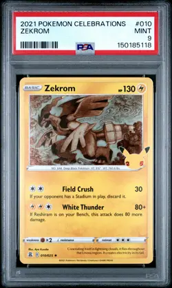 2021 POKEMON CELEBRATIONS #010 ZEKROM PSA 9 - Image 1