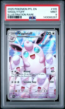 2025 POKEMON PFL EN-PHANTASMAL FLAMES ILLUSTRATION RARE #105 WIGGLYTUFF PSA 9 - Image 1