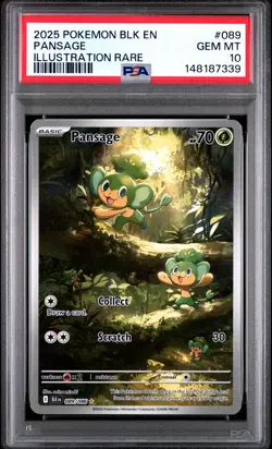 2025 POKEMON BLK EN-BLACK BOLT ILLUSTRATION RARE #089 PANSAGE PSA 10 - Image 1