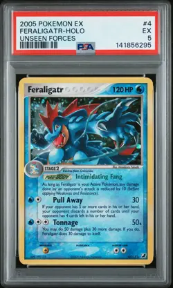 2005 POKEMON EX UNSEEN FORCES #4 FERALIGATR-HOLO PSA 5 - Image 1