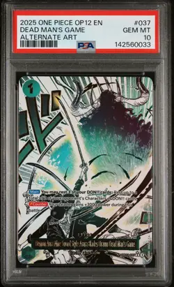 2025 ONE PIECE OP12-LEGACY OF THE MASTER ALT ART #037 DEAD MAN'S GAME PSA 10 - Image 1
