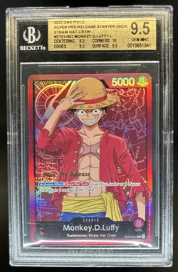 2022 One Piece Super Prerelease Straw Hat Crew Monkey.D.Luffy #ST01-001 BGS 9.5 - Image 1
