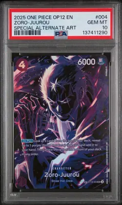 2025 ONE PIECE ST18-004 ZORO JUUROU OP12 LEGACY OF THE MASTER SP PSA 10 GEM MINT - Image 1