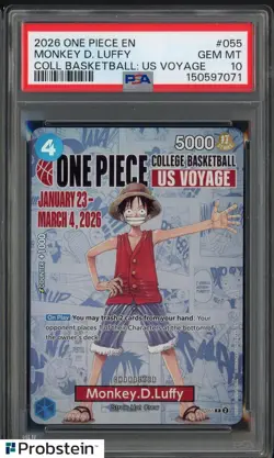 2026 One Piece EN College Basketball US Voyage #055 Monkey D Luffy PSA 10 - Image 1