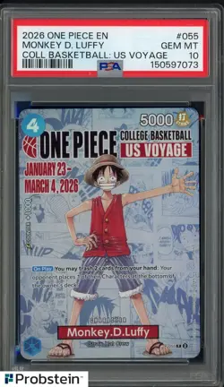 2026 One Piece EN College Basketball US Voyage #055 Monkey D Luffy PSA 10 - Image 1
