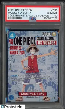 2026 One Piece EN College Basketball US Voyage #055 Monkey D Luffy PSA 10 - Image 1