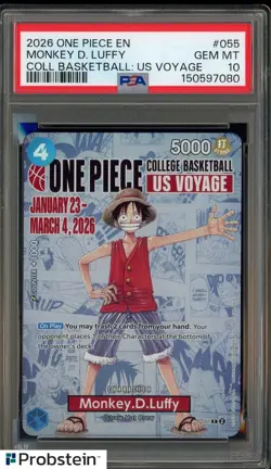 2026 One Piece EN College Basketball US Voyage #055 Monkey D Luffy PSA 10 - Image 1