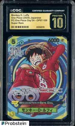 2024 Pokemon JPN One Piece Day'24 OP07-109 Monkey D. Luffy CGC 10 PRISTINE - Image 1