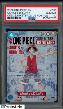 2026 One Piece EN College Basketball US Voyage #055 Monkey D Luffy PSA 10 - Image 1