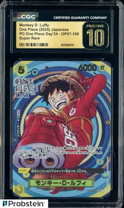2024 Pokemon JPN One Piece Day'24 OP07-109 Monkey D. Luffy CGC 10 PRISTINE - Image 1
