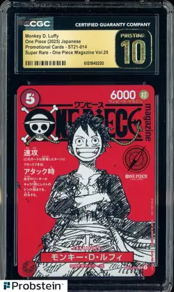 2025 One Piece JPN ST21 Promo Magazine Vol.20 014 Monkey D Luffy CGC 10 PRISTINE - Image 1