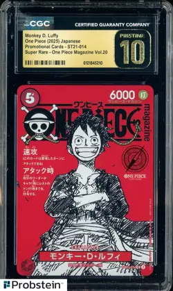 2025 One Piece JPN ST21 Promo Magazine Vol.20 014 Monkey D Luffy CGC 10 PRISTINE - Image 1