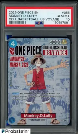 2026 One Piece EN College Basketball US Voyage #055 Monkey D Luffy PSA 10 - Image 1