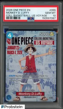 2026 One Piece EN College Basketball US Voyage #055 Monkey D Luffy PSA 10 - Image 1